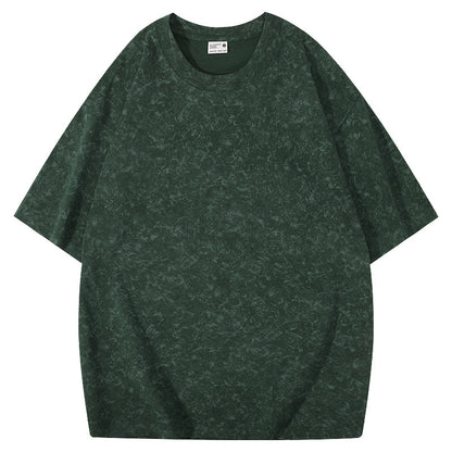 Batik American Solona T-shirt 220g Washed Distressed T-shirt Loose Shoulder Round Neck
