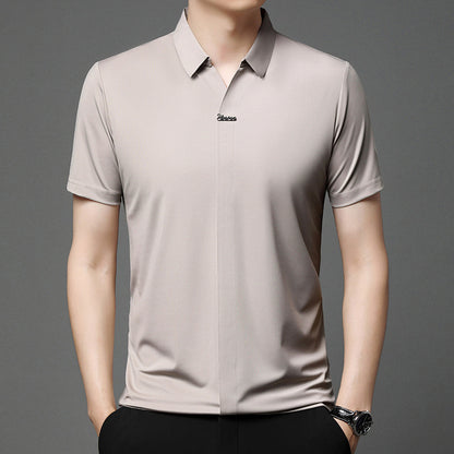 Ice Silk Short Sleeve Men's Fashion Casual Lapel