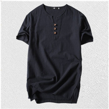 Loose Cotton And Linen T-shirt Men