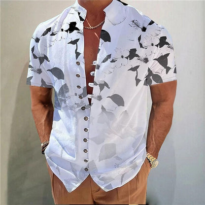 Geometric 3D Printed Short Sleeve Youth Casual Floral Shirt