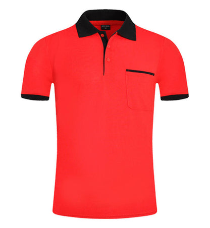 Summer Pocket Color Matching Collar Polo Shirt