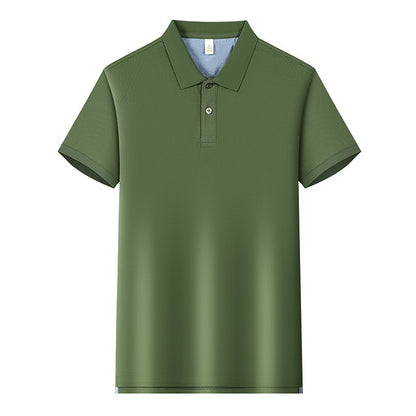 220g Back Of Turtle Split Solid Color Polo Collar T-shirt