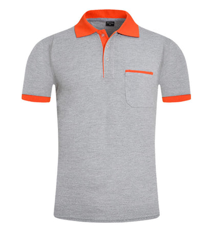 Summer Pocket Color Matching Collar Polo Shirt