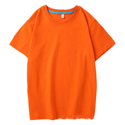 Children's T Combed Cotton Blank Solid Color Loose Round Neck Short Sleeve