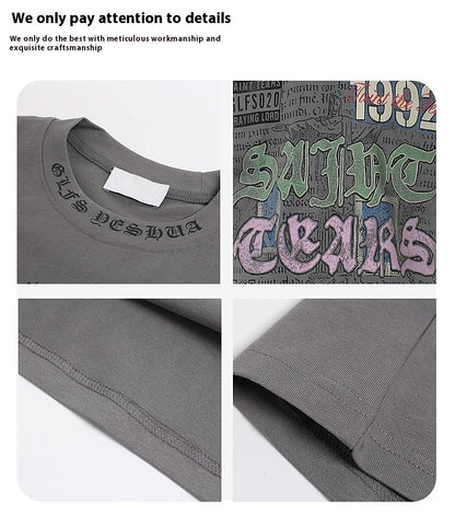 American Retro National Trend Hip Hop Graffiti Short Sleeve