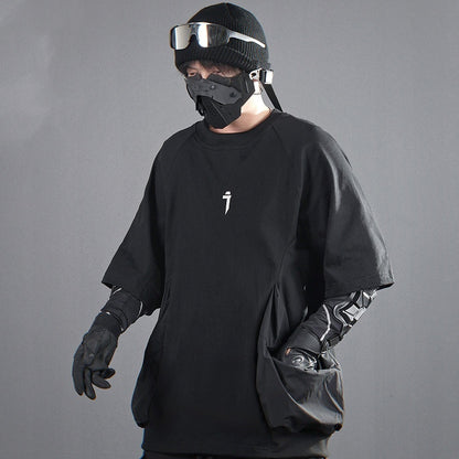 Men's Loose Casual With Big Pockets Round Neck Short Sleeve T-shirt