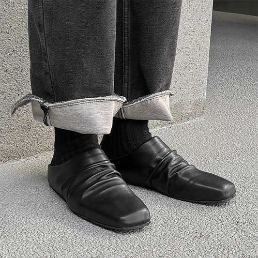 Slip-on Flat Semi-slippers Leather Shoes Couple